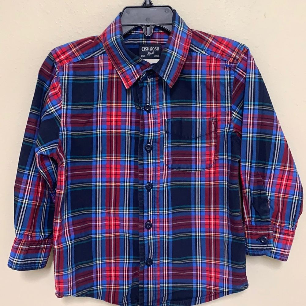 OshKosh Plaid Long-Sleeve Button Down Shirt 3T